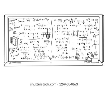 black and white line art blackboard