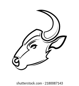 Black White Line Art Bull Head Stock Vector (Royalty Free) 2180087143 ...