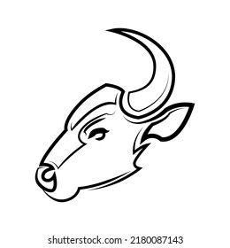 Black and white line art of bull head. Good use for symbol mascot icon avatar tattoo T Shirt design logo or any design