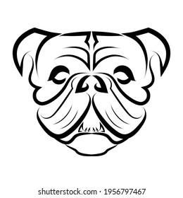 Black and white line art of bulldog or pug dog head. Good use for symbol, mascot, icon, avatar, tattoo, T Shirt design, logo or any design you want.