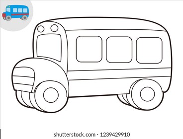 black and white line art bus, coloring book