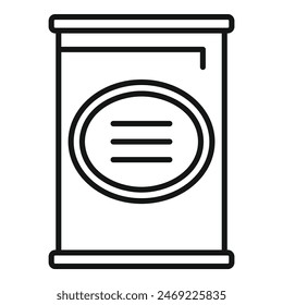 Black and white line art of a canned food item, suitable for various design uses