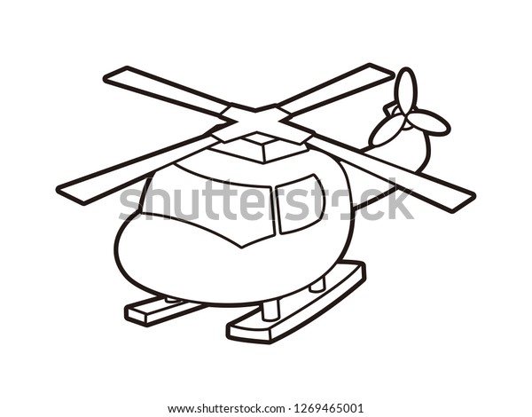 Vektor Stok Black White Line Art Cartoon Helicopter Tanpa Royalti 1269465001