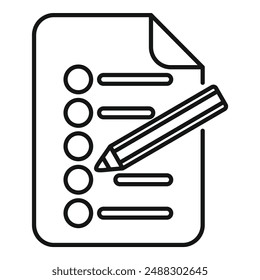 Black and white line art of a checklist icon with a pencil, symbolizing organization and planning