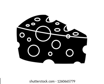 black and white line art, cheese silhouette vector illustration