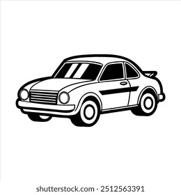 Black and White Line Art of a Classic Car	