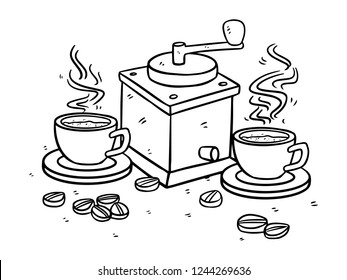 black and white line art of coffee