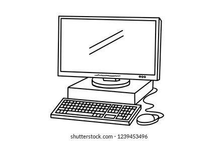 Black White Line Art Computer Stock Vector (Royalty Free) 1239453496 ...