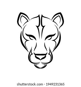 Black and white line art of cougar head. Good use for symbol, mascot, icon, avatar, tattoo, T Shirt design, logo or any design you want.