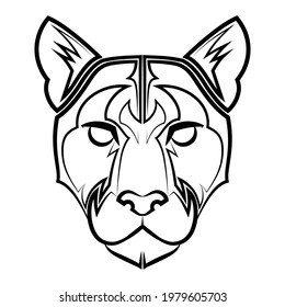 Black and white line art of cougar head Good use for symbol mascot icon avatar tattoo T Shirt design logo or any design you want