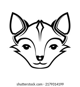 Black and white line art of cute fox head. Good use for symbol mascot icon avatar tattoo T Shirt design logo or any design