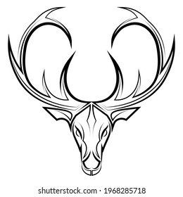 Black and white line art of deer head. Good use for symbol, mascot, icon, avatar, tattoo, T Shirt design, logo or any design you want.