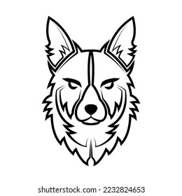 Black and white line art of dog head. Good use for symbol, mascot, icon, avatar, tattoo, T Shirt design, logo or any design