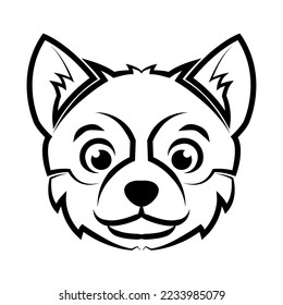 Black and white line art of dog head. Good use for symbol, mascot, icon, avatar, tattoo, T Shirt design, logo or any design