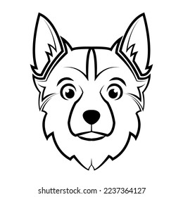 Black and white line art of dog head. Good use for symbol, mascot, icon, avatar, tattoo, T Shirt design, logo or any design