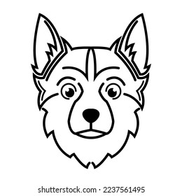 Black and white line art of dog head. Good use for symbol, mascot, icon, avatar, tattoo, T Shirt design, logo or any design