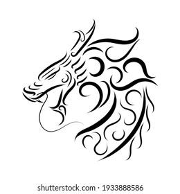 Black and white line art of dragon head. Good use for symbol, mascot, icon, avatar, tattoo, T Shirt design, logo or any design you want.