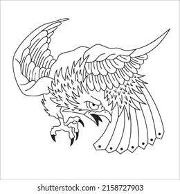 Black and white line art eagle picture