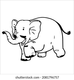 Black and white line art elephant