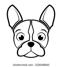 Black and white line art of french bulldog head Good use for symbol mascot icon avatar tattoo T Shirt design logo or any design