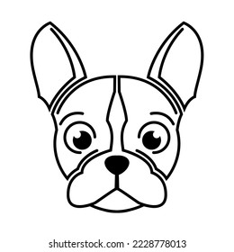 Black and white line art of french bulldog head Good use for symbol mascot icon avatar tattoo T Shirt design logo or any design