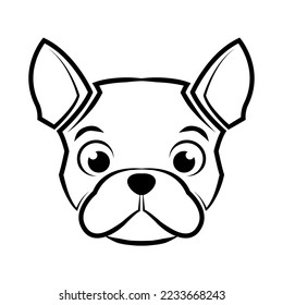 Black and white line art of french bulldog head Good use for symbol mascot icon avatar tattoo T Shirt design logo or any design