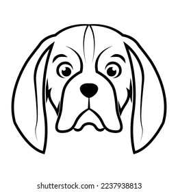 Black and white line art of the front of the beagle dog head Good use for symbol mascot icon avatar tattoo T Shirt design logo or any design