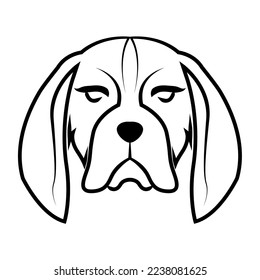 Black and white line art of the front of the beagle dog head Good use for symbol mascot icon avatar tattoo T Shirt design logo or any design