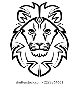 Black and white line art of the front of the lion head It is sign of leo zodiac Good use for symbol mascot icon avatar tattoo T Shirt design logo or any design