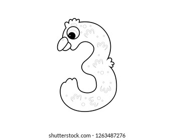 black and white line art, funny number vector