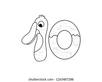 black and white line art, funny number vector