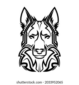 Black and white line art of german shepherd dog head. Good use for symbol, mascot, icon, avatar, tattoo, T Shirt design, logo or any design