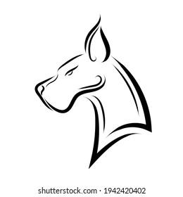 Black and white line art of Great Dane dog head. Good use for symbol, mascot, icon, avatar, tattoo, T Shirt design, logo or any design you want.