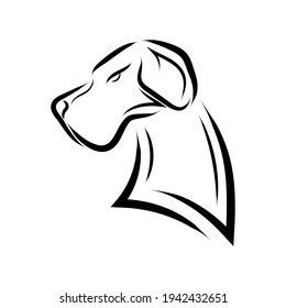 Black and white line art of Great Dane dog head. Good use for symbol, mascot, icon, avatar, tattoo, T Shirt design, logo or any design you want.