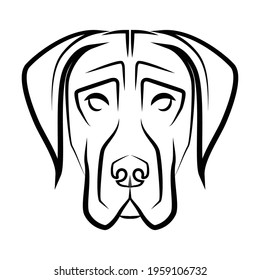 Black and white line art of Great Dane dog head. Good use for symbol, mascot, icon, avatar, tattoo, T Shirt design, logo or any design you want.	