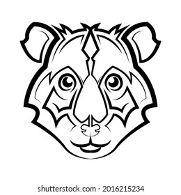 Black and white line art of hamster head. Good use for symbol, mascot, icon, avatar, tattoo,T-Shirt design, logo or any design.