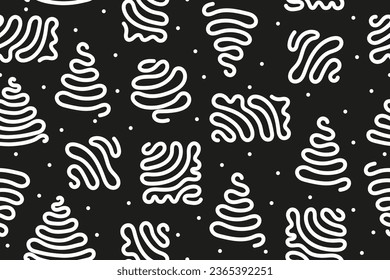 Black and white line art hand draw doodle seamless pattern. Winter pattern for Christmas. Design for fabric, tote bag, wrapping, banner, and wallpaper.