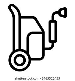 Black and white line art of a hand dolly combined with a gas pump symbol