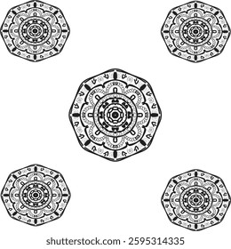 Black and White Line Art .Hand drawn mandala design .Vector abstract mandala pattern.
