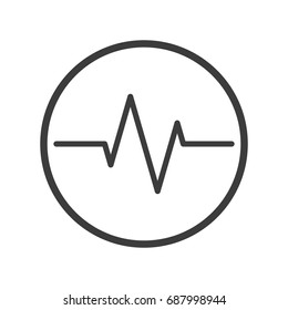 Black and white line art heart rate icon in the round frame