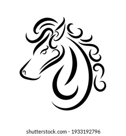 Black and white line art of horse head. Good use for symbol, mascot, icon, avatar, tattoo, T Shirt design, logo or any design you want.