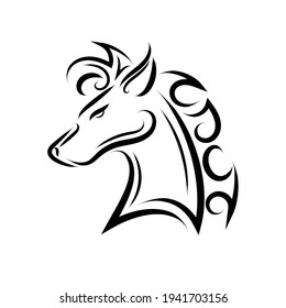 Black and white line art of horse head. Good use for symbol, mascot, icon, avatar, tattoo, T Shirt design, logo or any design you want.