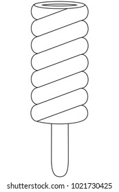 Black and white line art icon fruit ice cream popsicle. Coloring book page for adults and kids. Summer fast food vector illustration for gift card, flyer, certificate banner, logo, patch, sticker