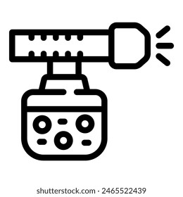 Black and white line art icon depicting a digital video camera, ideal for multimedia concepts