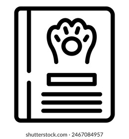 Black and white line art icon for a cookbook or recipe app with a unique animal paw print motif