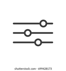 Black and white line art icon of horizontal adjustment knobs