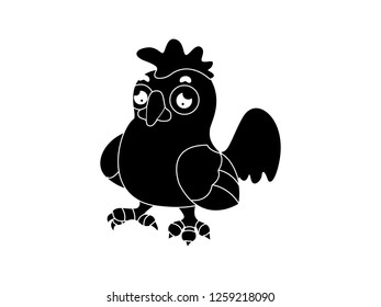 black and white line art, illustration of silhouette vector chicken