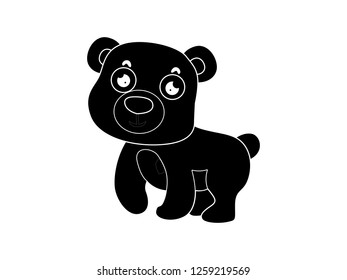 black and white line art, illustration of silhouette vector bear