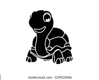 black and white line art, illustration of silhouette vector turtle