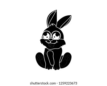 black and white line art, illustration of silhouette vector rabbit